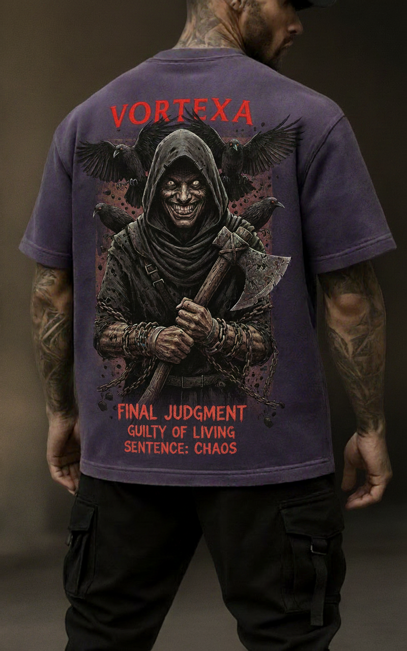Final Judgment лилава тениска червен текст