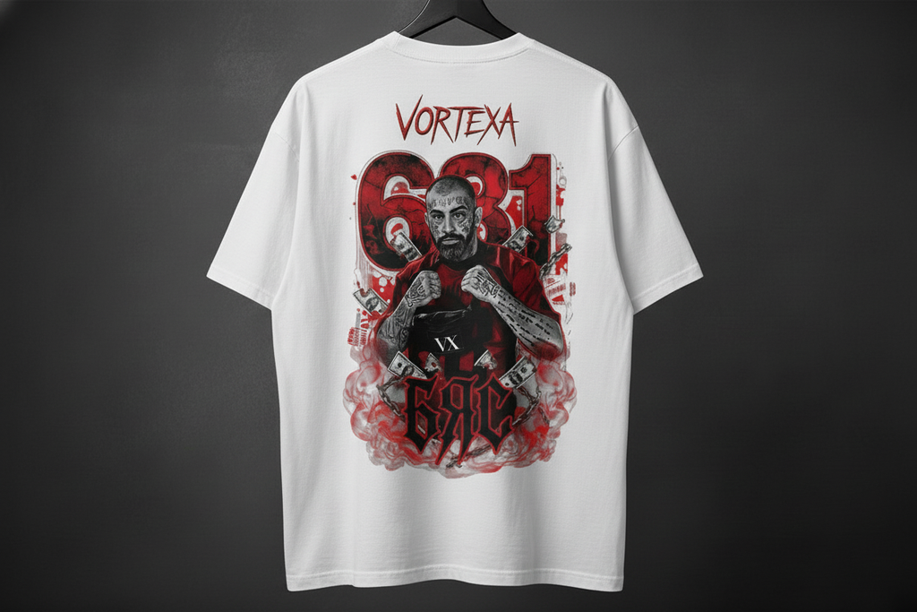 VORTEXA бяла тениска с червено лого