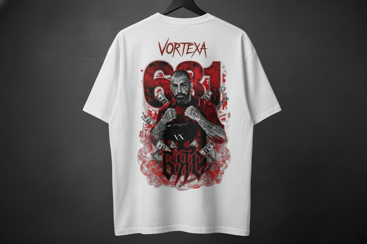 VORTEXA бяла тениска с червено лого